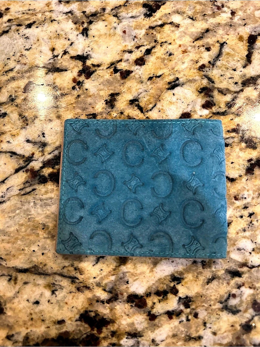 Celine Foldable Wallet Blue Suede